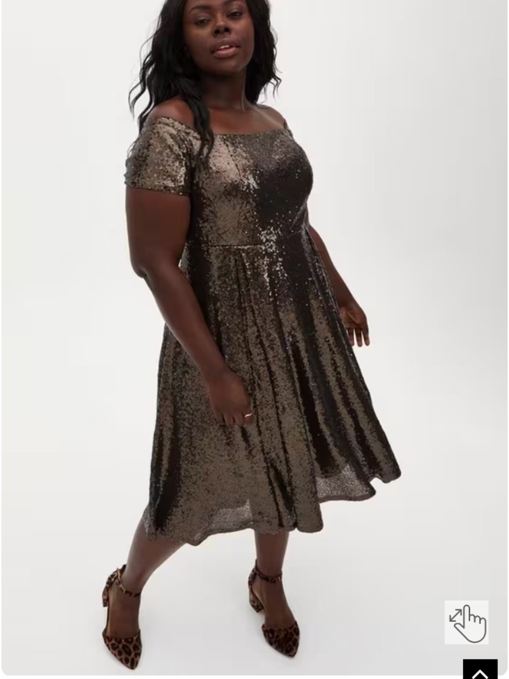 Torrid Chocolate Brown Sequin Off Shoulder Midi Dress Size 20 NWT P2P 21 In